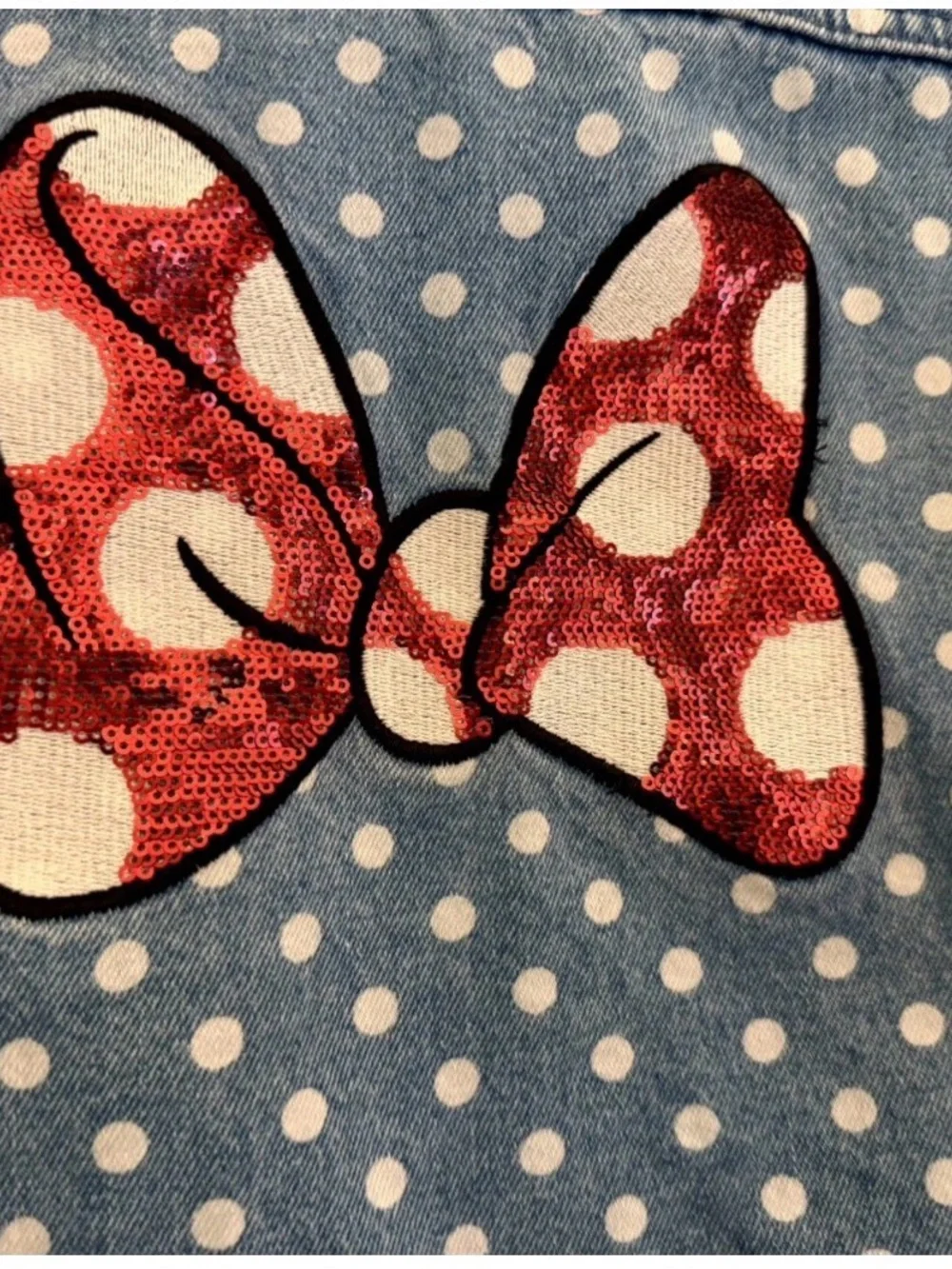 Disney Store Orlando- Minnie Mouse Polka-Dot Denim Jacket Girls Size 7/8